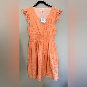 Kate Quinn NWT Women’s Orange Flutter Sleeve Eyelet Dress Size S - Spring Easter